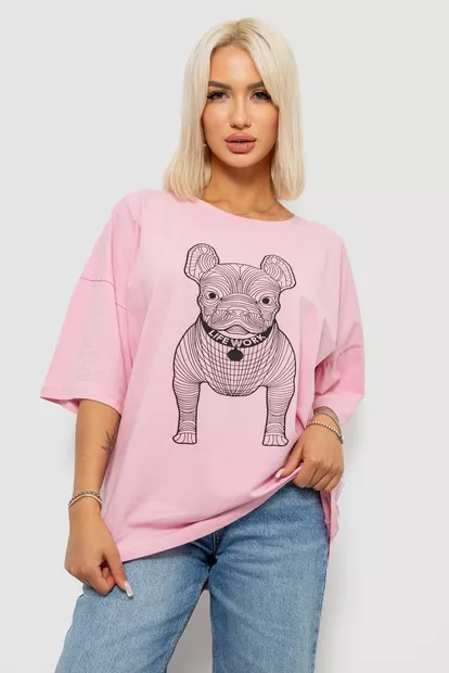 Футболка женская с принтом, цвет розовый, 244R3008