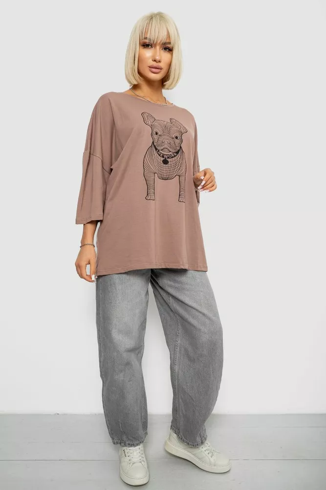 Купить Футболка женская с принтом, цвет мокко, 244R3008 - Фото №2