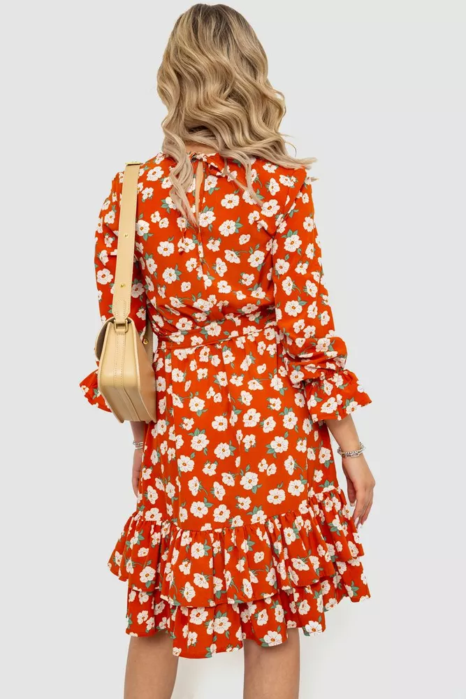 Купить Сукня с цветочнім принтом  -уценка, цвет терракотовый, 240R2015-U - Фото №4