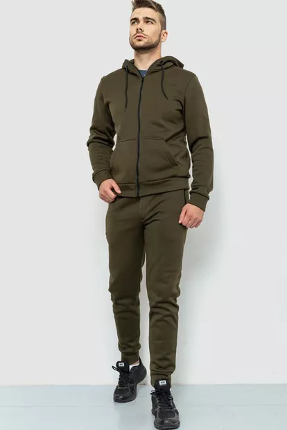 Спорт костюм чоловічий на флісі трьохнитка, колір хакі, 102R359