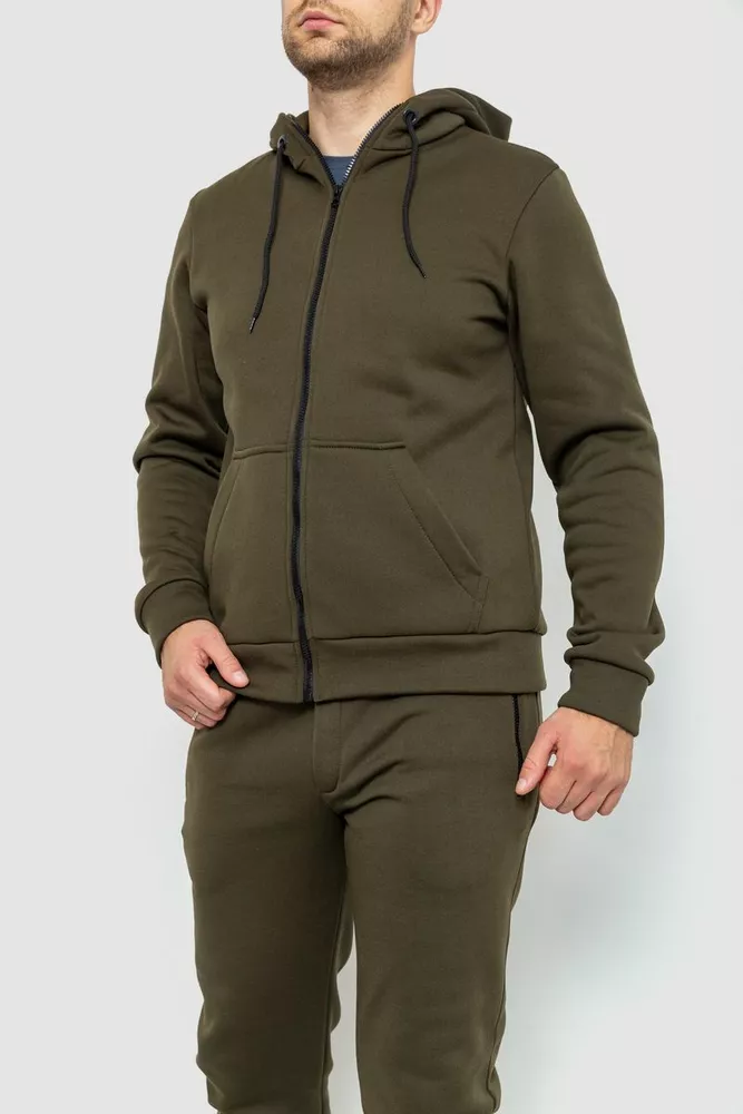 Купити Спорт костюм чоловічий на флісі трьохнитка, колір хакі, 102R359 - Фото №2