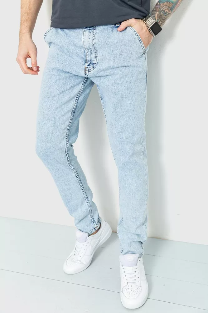Купить Джинсы мужские однотонные  -уценка, цвет голубой, 157R11-4-U-5 - Фото №1