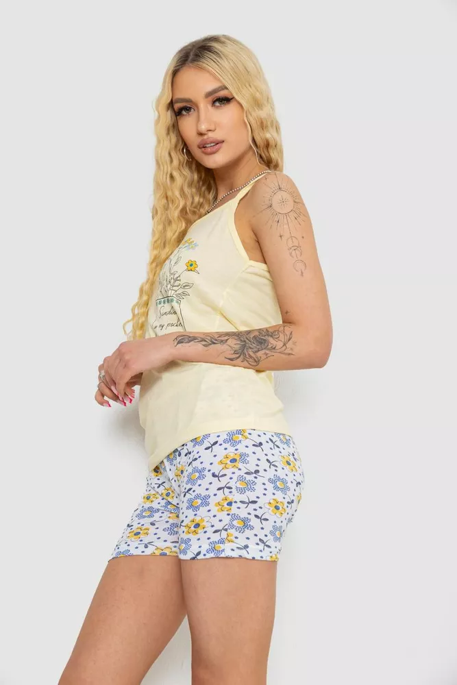 Купити Жіноча піжама з принтом, колір жовтий, 238R3052 оптом - Фото №3