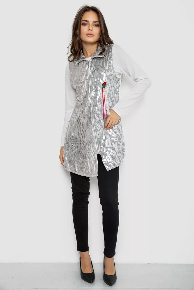Купить Платье на молнии в комплекте с лонгсливом  -уценка, цвет серый, 247R16959-U-13 - Фото №2