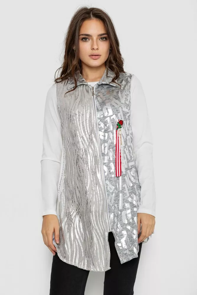 Купить Платье на молнии в комплекте с лонгсливом  -уценка, цвет серый, 247R16959-U-13 - Фото №1