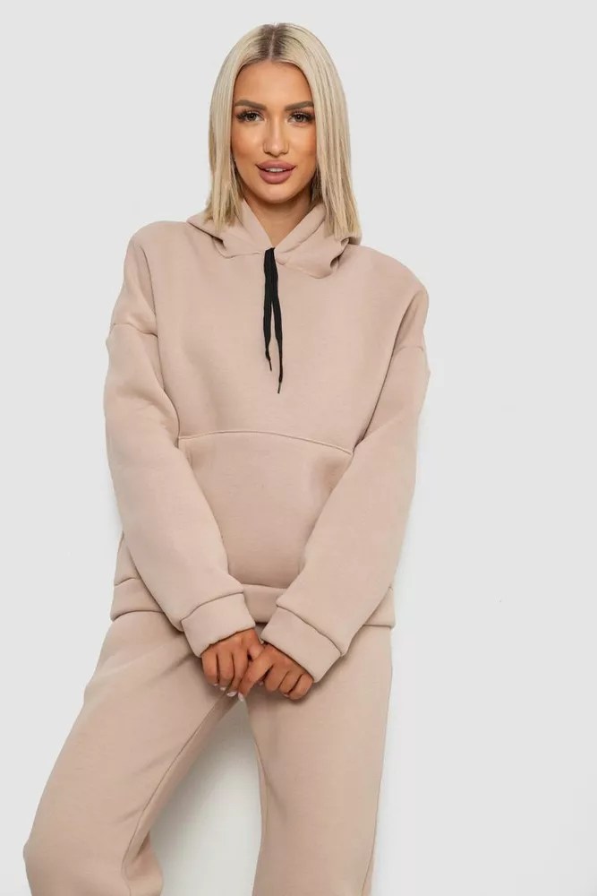 Купить Спортивный костюм женский на флисе, цвет светло-бежевый, 238R5726 - Фото №2