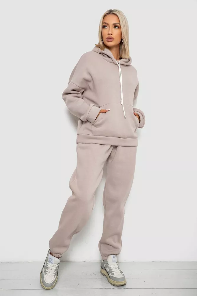 Купить Спортивный костюм женский на флисе, цвет бежевый, 238R5726 - Фото №1