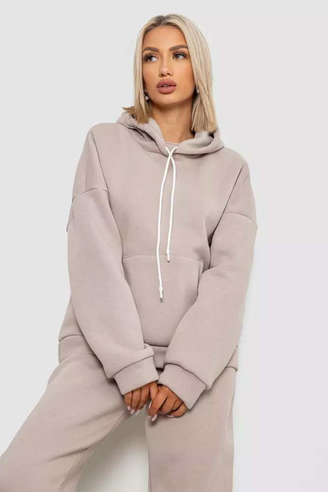 Купить Спортивный костюм женский на флисе, цвет бежевый, 238R5726 - Фото №2