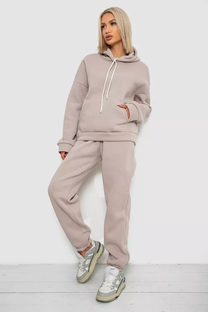 Купить Спортивный костюм женский на флисе, цвет бежевый, 238R5726 - Фото №3