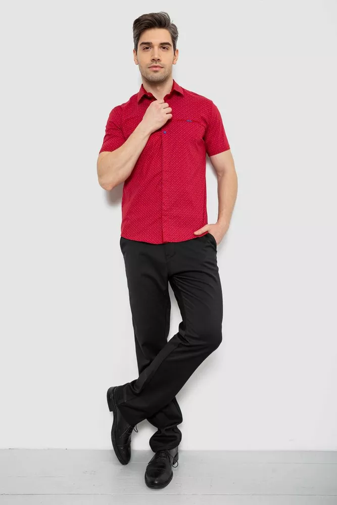 Купить Мужская рубашка с принтом, цвет бордовый, 186R7012 - Фото №2