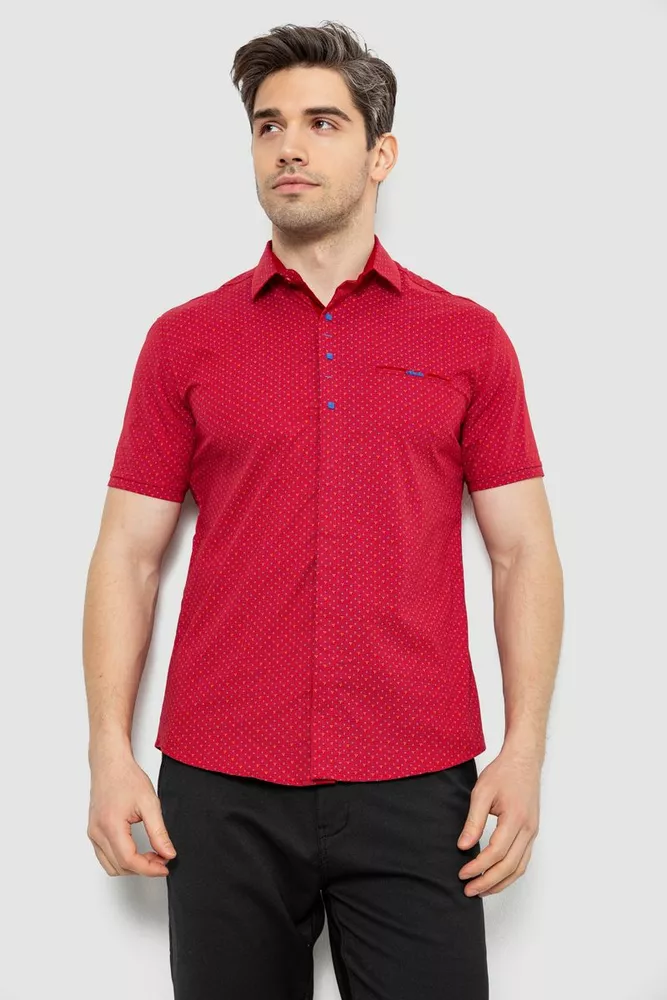 Купить Мужская рубашка с принтом, цвет бордовый, 186R7012 - Фото №1