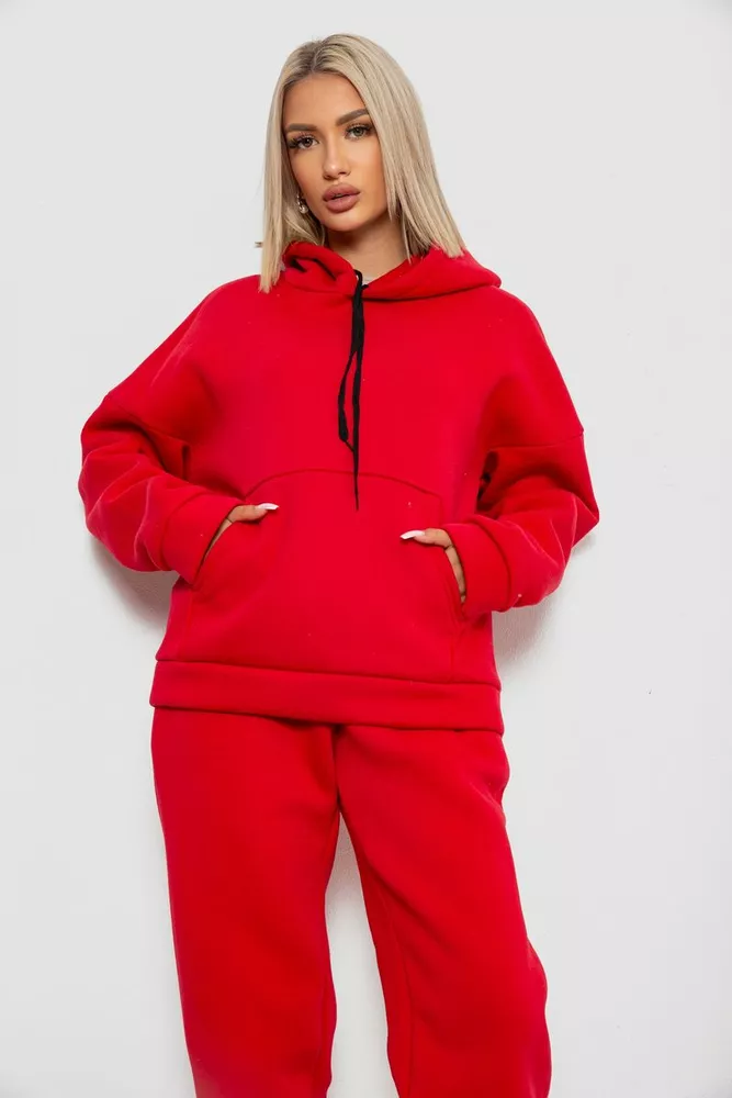 Купить Спортивный костюм женский на флисе, цвет красный, 238R5726 - Фото №2