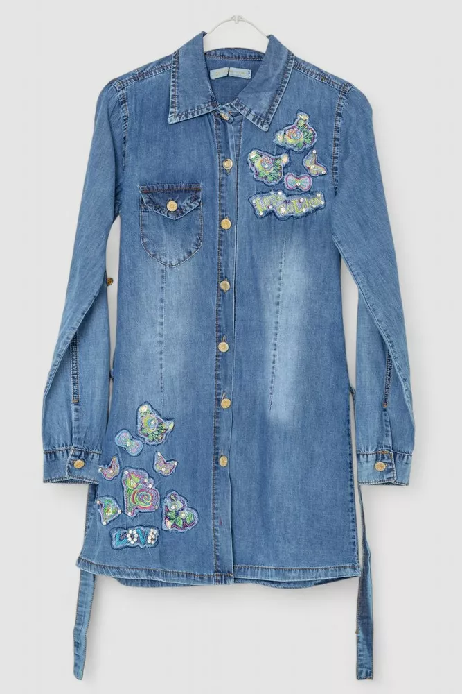 Купити Халат для дівчаток  -уценка, колір синій, 247R6802-U-5 - Фото №1