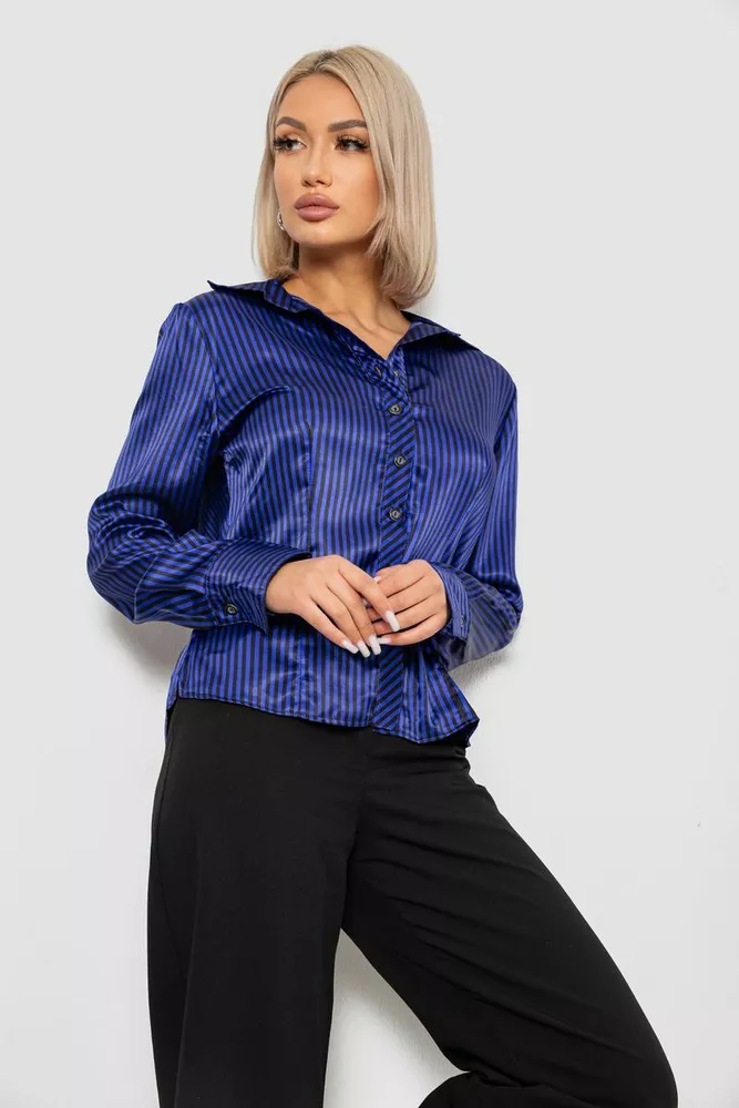 Купити Сорочка класична в смужку, колір чорно-синій, 230R66 - Фото №3