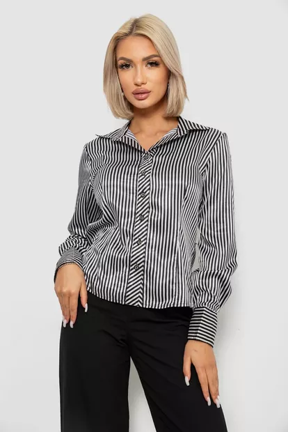 Рубашка классическая в полоску, цвет черно-белый, 230R66