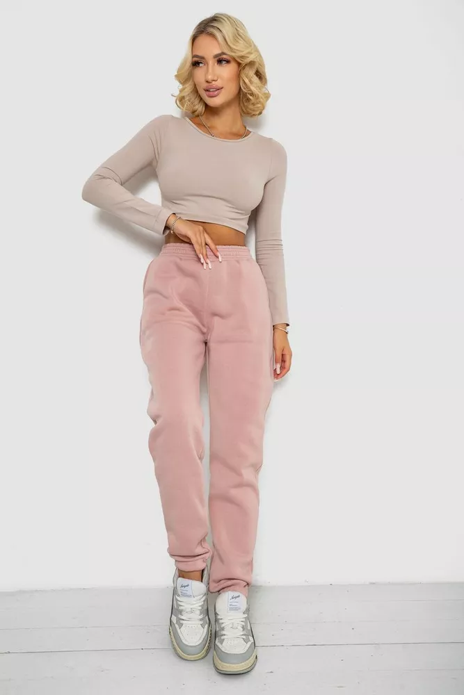 Купить Спортивные штаны женские на флисе  -уценка, цвет пудровый, 238R57828-U - Фото №2