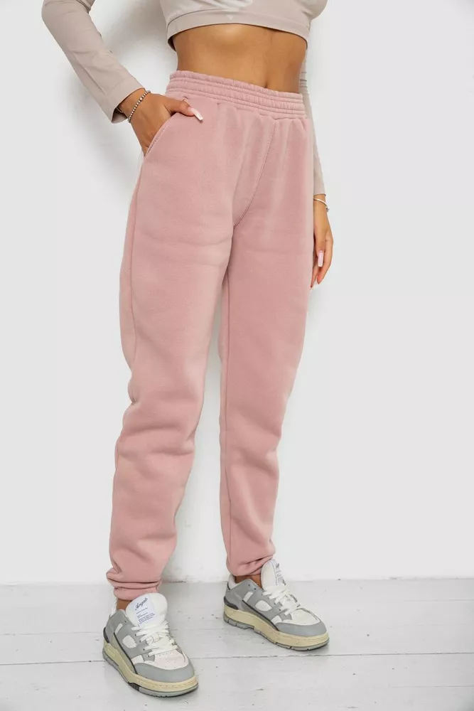 Купить Спортивные штаны женские на флисе  -уценка, цвет пудровый, 238R57828-U - Фото №3