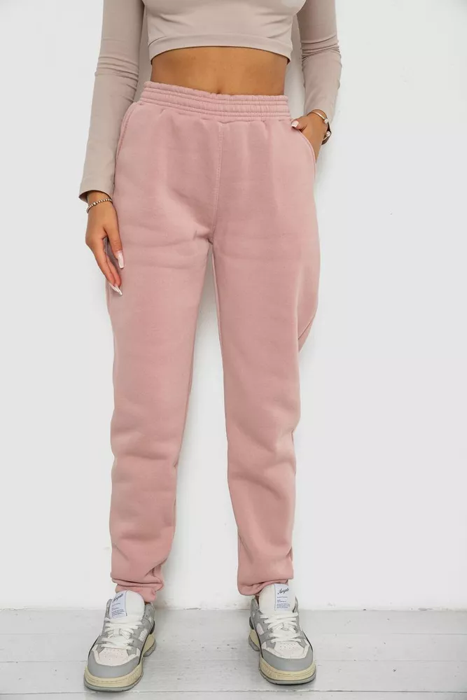 Купить Спортивные штаны женские на флисе  -уценка, цвет пудровый, 238R57828-U - Фото №1
