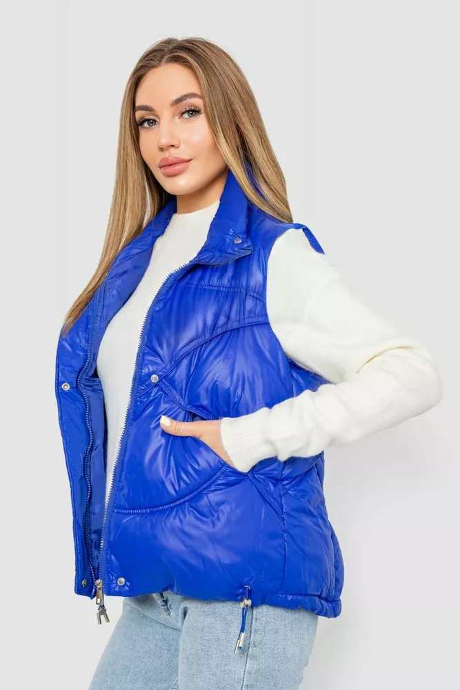 Купити Жилетка жіноча однотонна, колір електрик, 244R915 - Фото №3