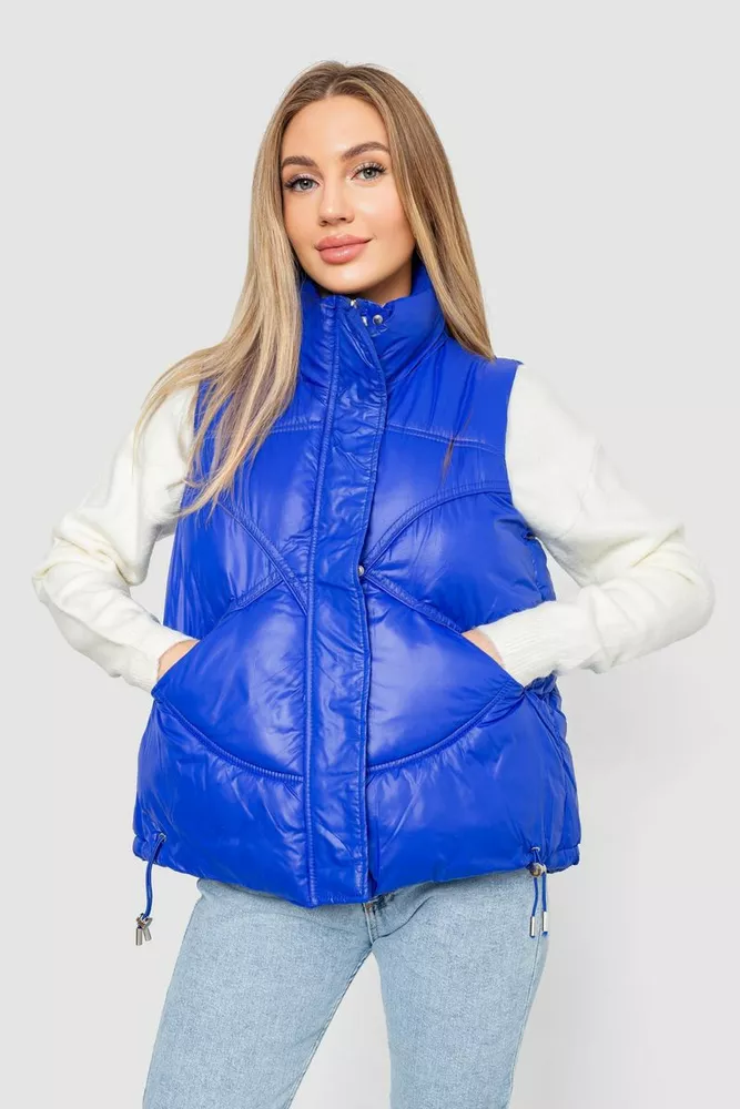 Купити Жилетка жіноча однотонна, колір електрик, 244R915 - Фото №1