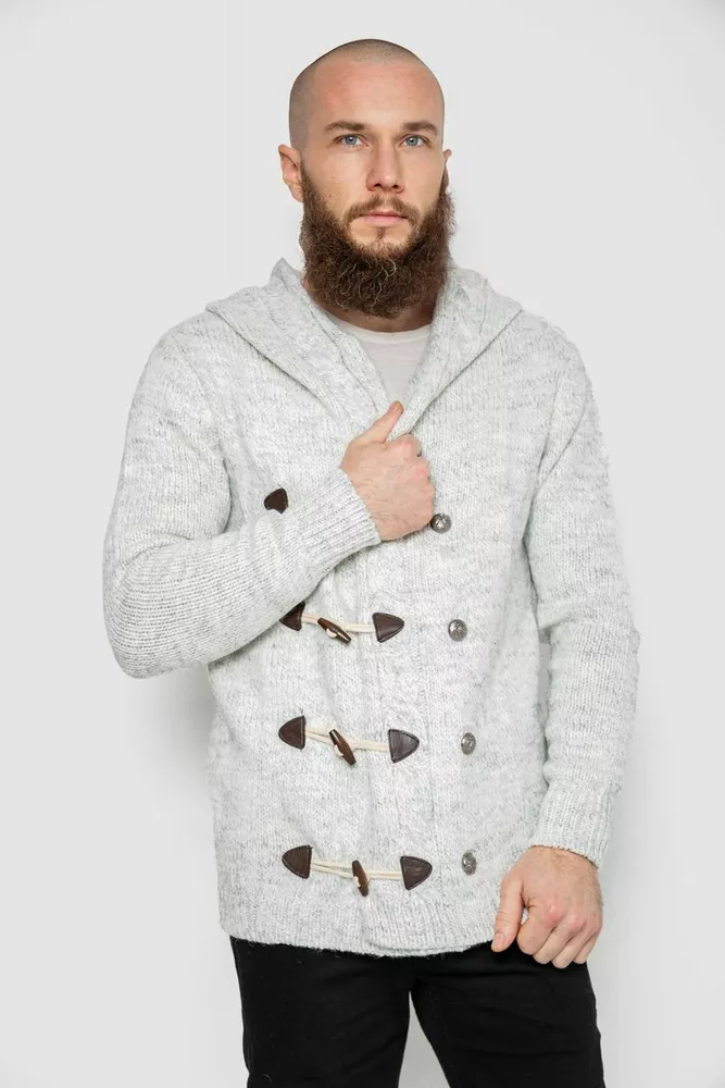 Купити Кофта чоловіча на ґудзиках, колір світло-сірий, 214R10640 - Фото №1