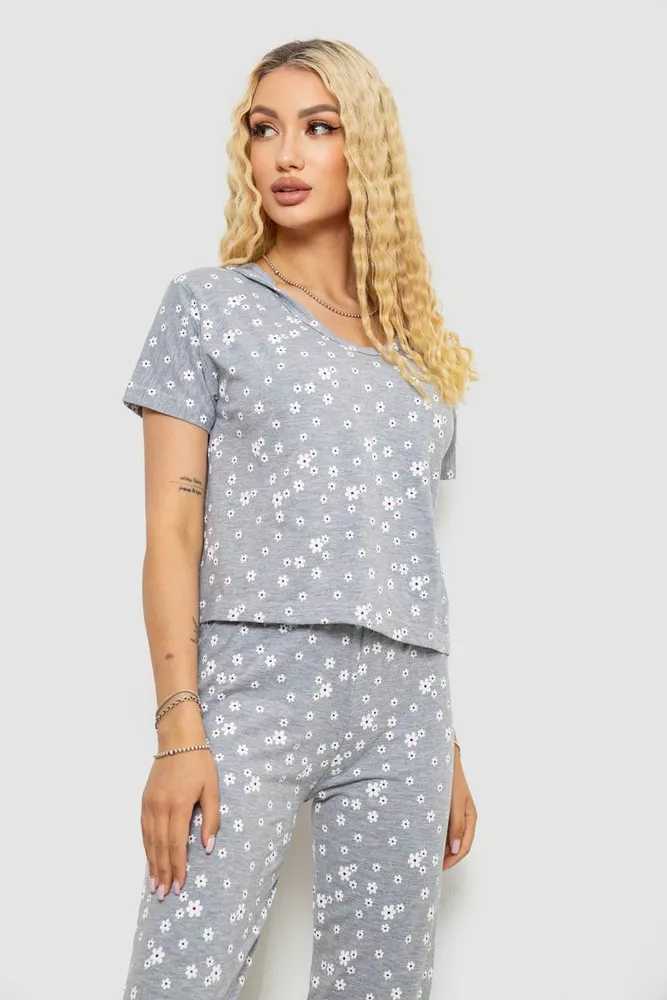 Купити Піжама жіноча з принтом, колір сірий, 243RK2042 - Фото №2