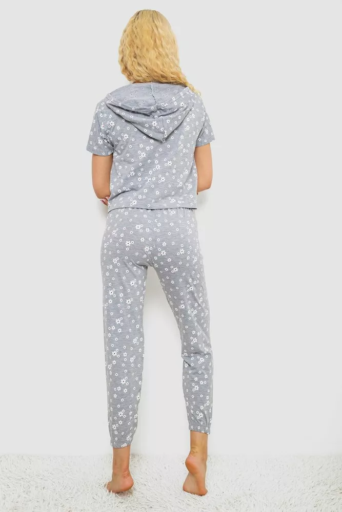 Купити Піжама жіноча з принтом, колір сірий, 243RK2042 - Фото №4