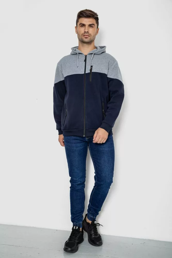 Купить Кофта мужская на флисе, цвет серо-синий, 244R2563 оптом - Фото №2