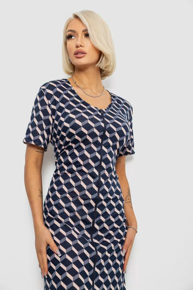 Купить Халат женский на молнии с принтом, цвет синий, 257R1030-9 - Фото №2