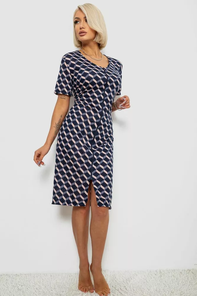 Купить Халат женский на молнии с принтом, цвет синий, 257R1030-9 - Фото №3