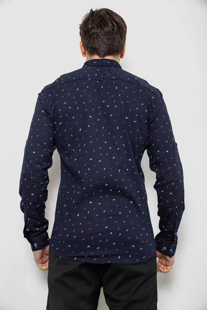 Купить Мужская рубашка однотонная с принтом, цвет синий, 186R6917-6 - Фото №4
