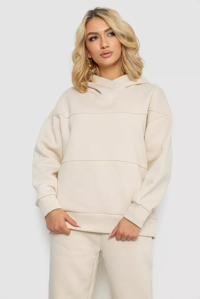 Купить Спортивный костюм женский на флисе, цвет светло-бежевый, 247R10765 оптом - Фото №2