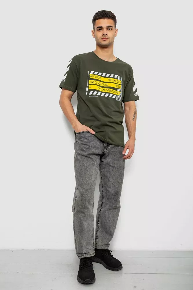 Купить Футболка мужская с принтом, цвет хаки, 244R2530 - Фото №2