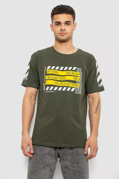 Футболка чоловіча з принтом, колір хакі, 244R2530