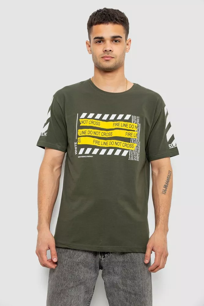 Купить Футболка мужская с принтом, цвет хаки, 244R2530 - Фото №1