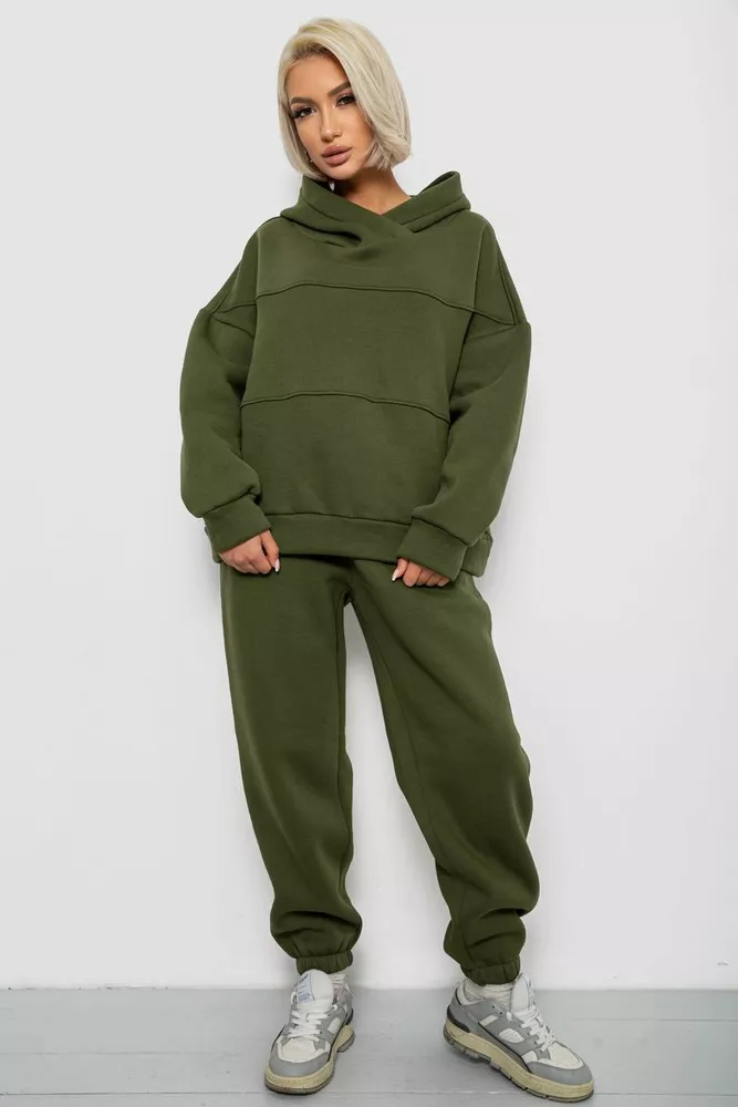 Купить Спортивный костюм женский на флисе, цвет хаки, 247R10765 - Фото №1