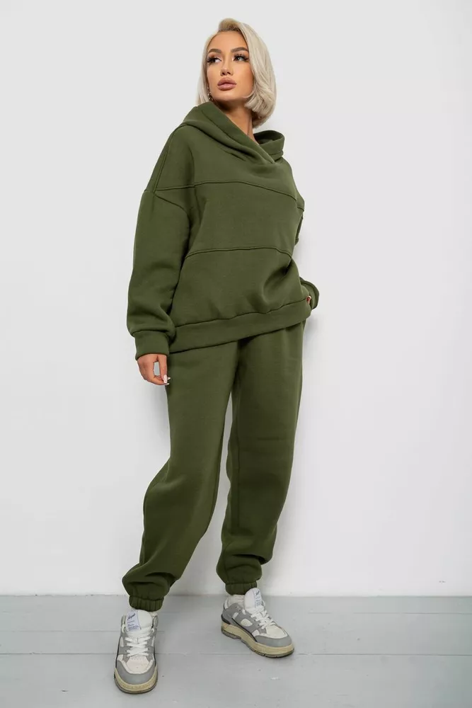 Купить Спортивный костюм женский на флисе, цвет хаки, 247R10765 - Фото №3