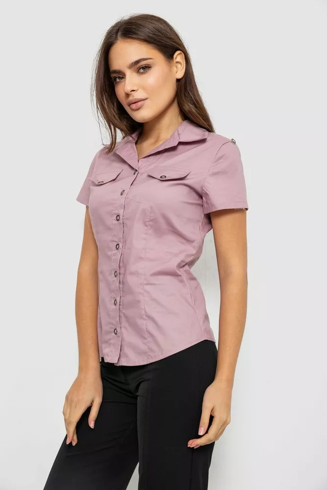 Купити Сорочка жіноча однотонна  -уцінка, колір пудровий, 230R068-1-U-295 - Фото №3