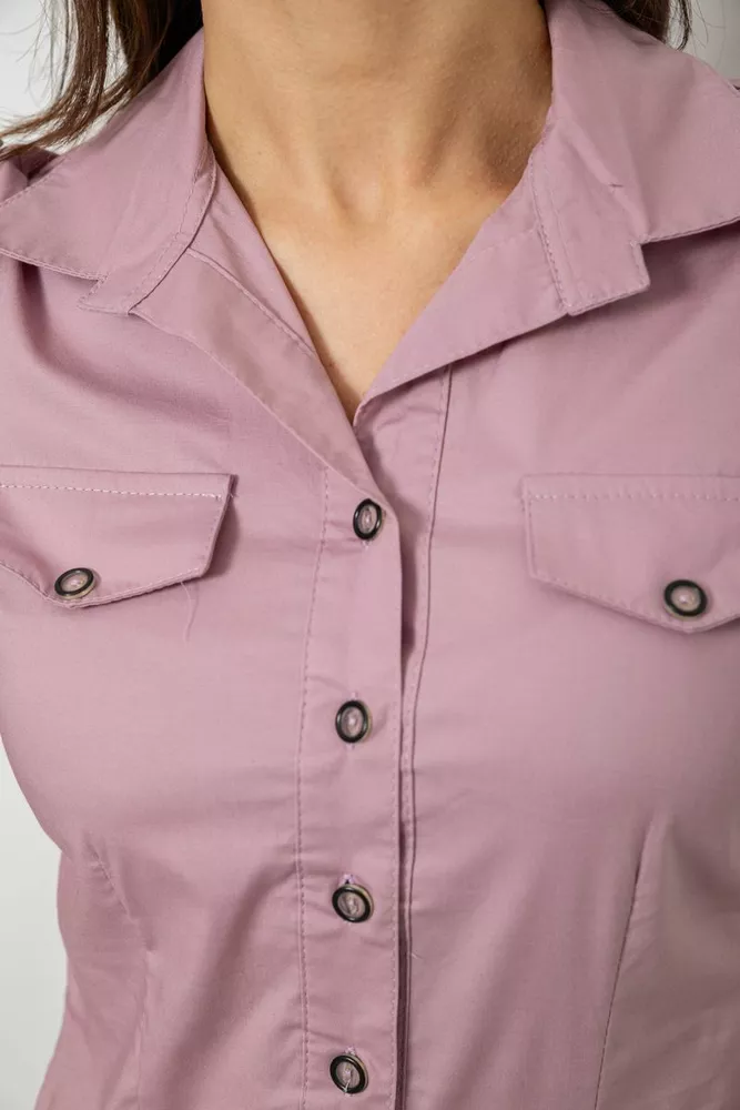 Купити Сорочка жіноча однотонна  -уцінка, колір пудровий, 230R068-1-U-295 - Фото №5