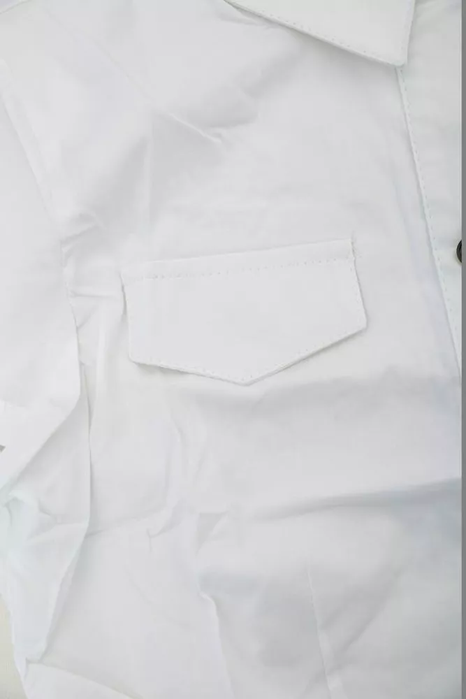 Купить Рубашка женская однотонная  -уценка, цвет белый, 230R068-1-U-296 - Фото №7