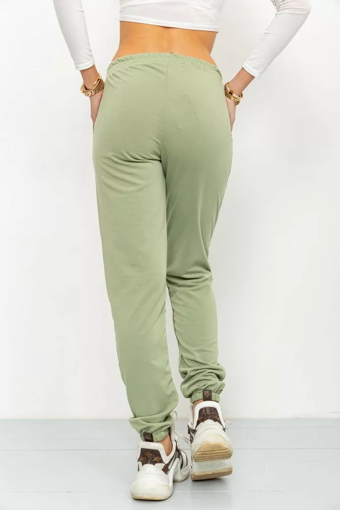 Купити Спорт штани жіночі двонитка, колір оливковий, 226R030 оптом - Фото №4