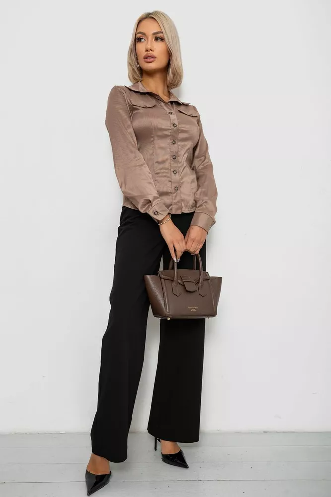 Купити Сорочка класична в смужку, колір бежевий, 230R641 оптом - Фото №2