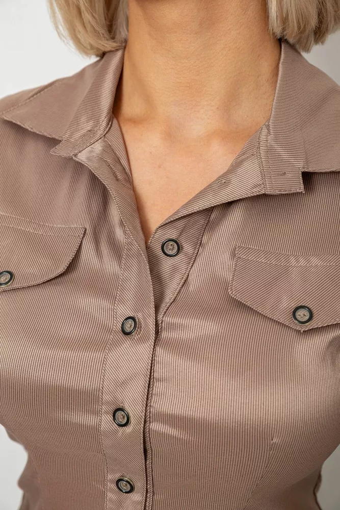 Купити Сорочка класична в смужку, колір бежевий, 230R641 оптом - Фото №5