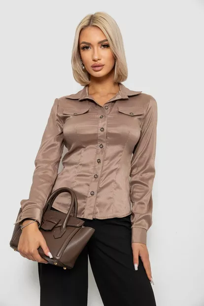 Сорочка класична в смужку, колір бежевий, 230R641