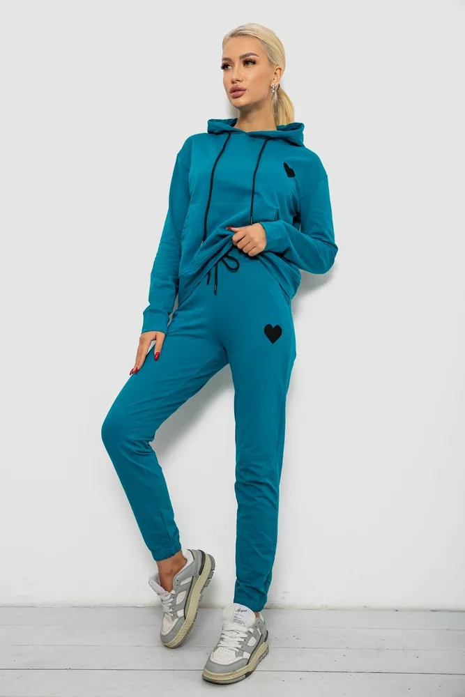 Купити Спортивний костюм жіночий двонитка  -уцінка, колір бірюзовий, 214R1419-004-U-17 - Фото №3