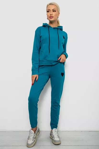 Спортивний костюм жіночий двонитка  -уцінка, колір бірюзовий, 214R1419-004-U-17