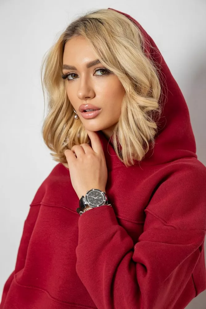 Купити Спортивний костюм жіночий на флісі, колір бордовий, 247R10765 оптом - Фото №7