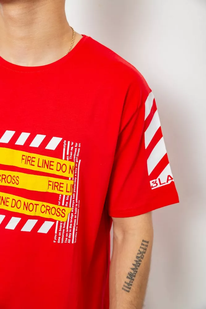 Купить Футболка мужская с принтом, цвет красный, 244R2530 - Фото №5