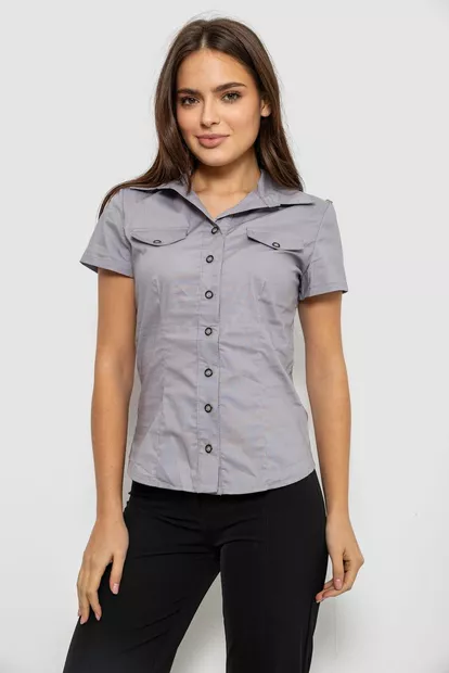 Сорочка жіноча однотонна  -уцінка, колір сірий, 230R068-1-U-292