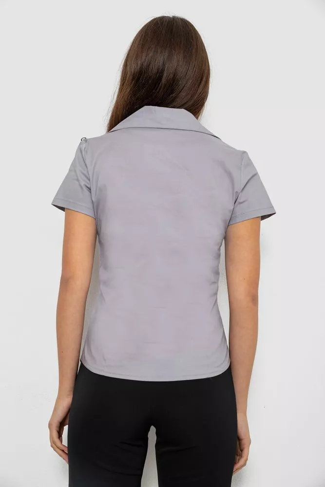 Купить Рубашка женская однотонная  -уценка, цвет серый, 230R068-1-U-293 оптом - Фото №4